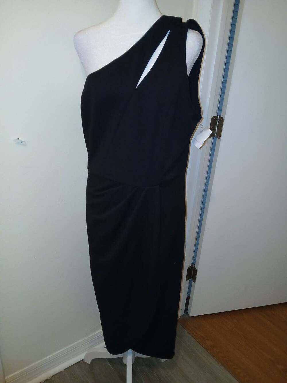 PrettyGarden Women's Black One Shoulder Cutout Midi Dress Size XL